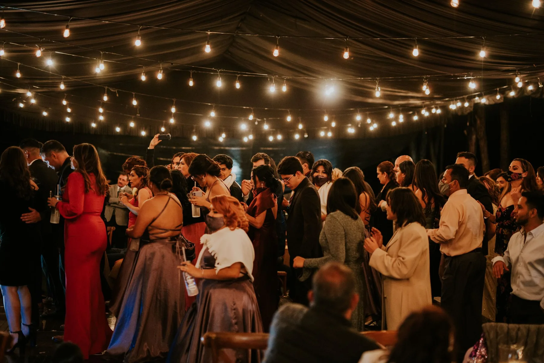 A packed wedding reception